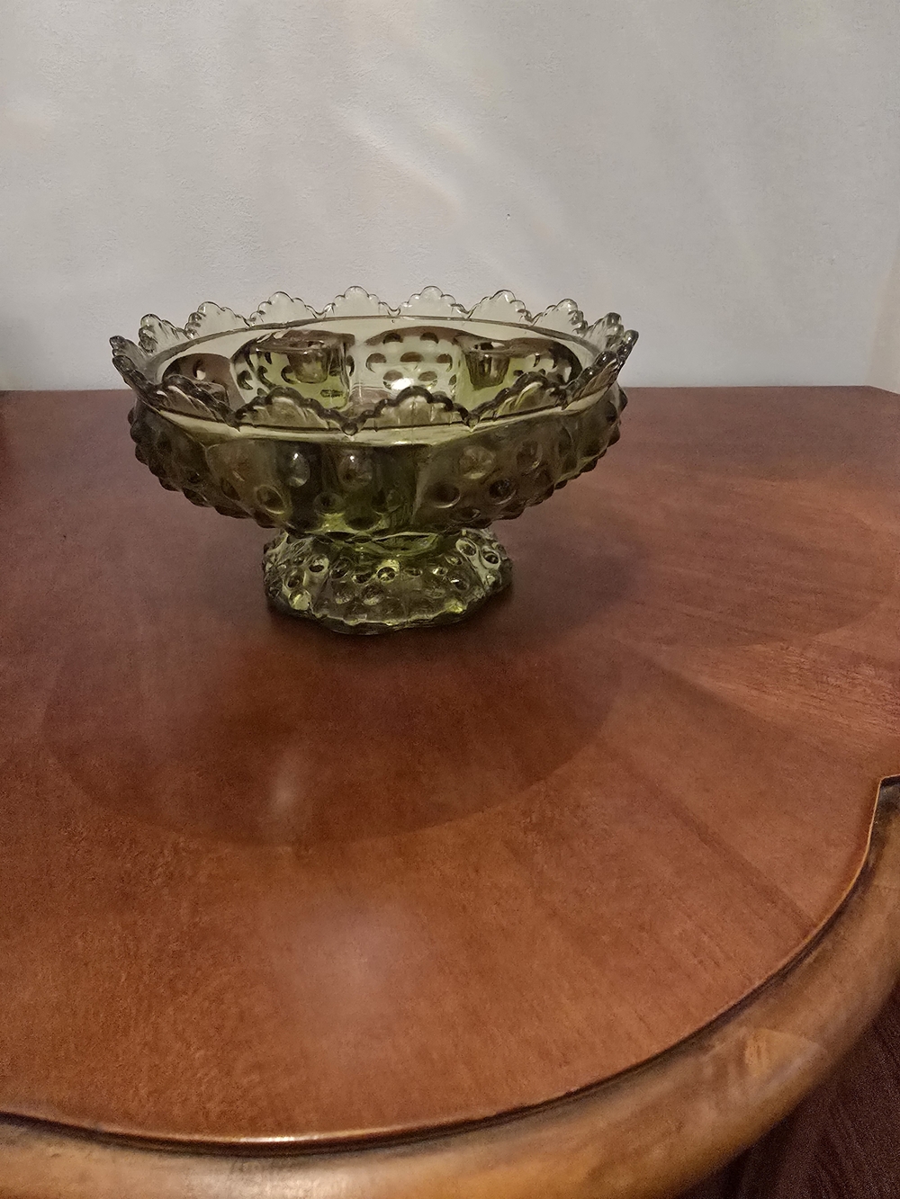Vintage Fenton Hobnail Green Candle Holder